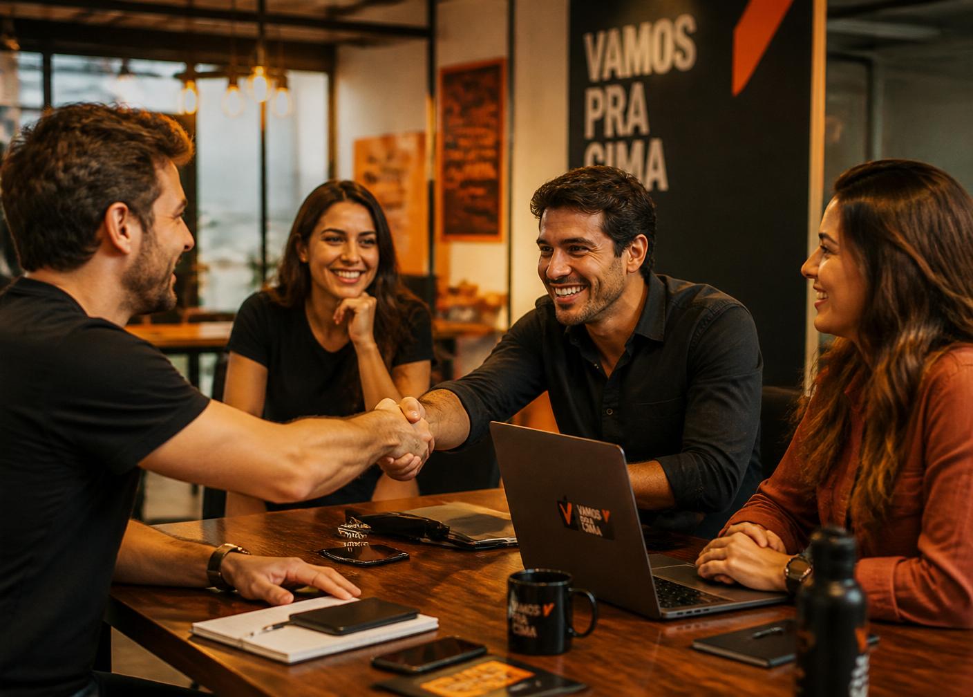 Empresários em conexão real